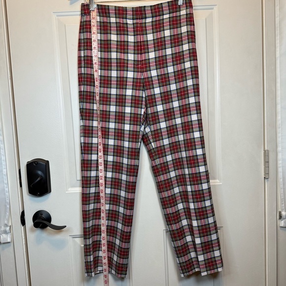 J. Crew Wool Blend Plaid Red and Black Trousers Pants Sz 8 Lined 4 Pocket NWOT - Picture 4 of 14